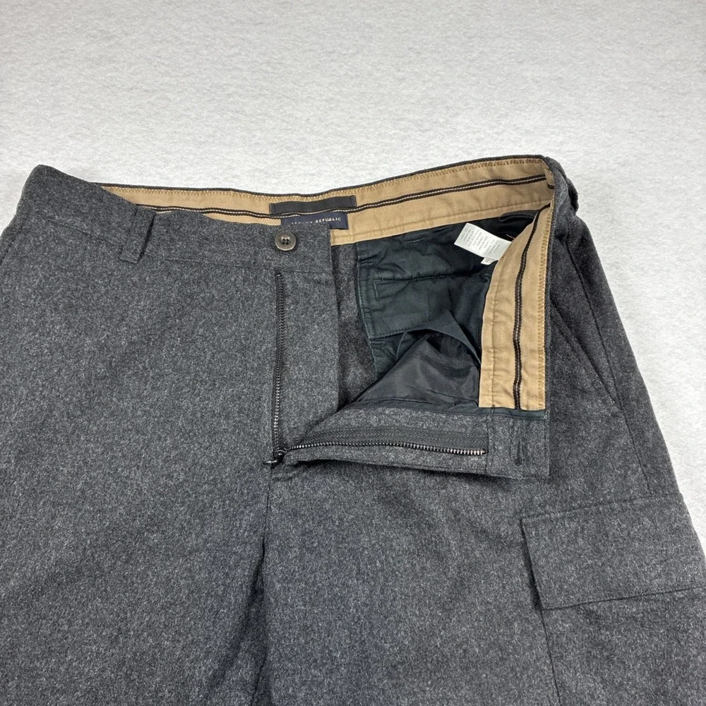 Vintage Banana Republic Dawson Wool Cargo‎ Pants Y2K Mens 36x32 Charcoal Gray
